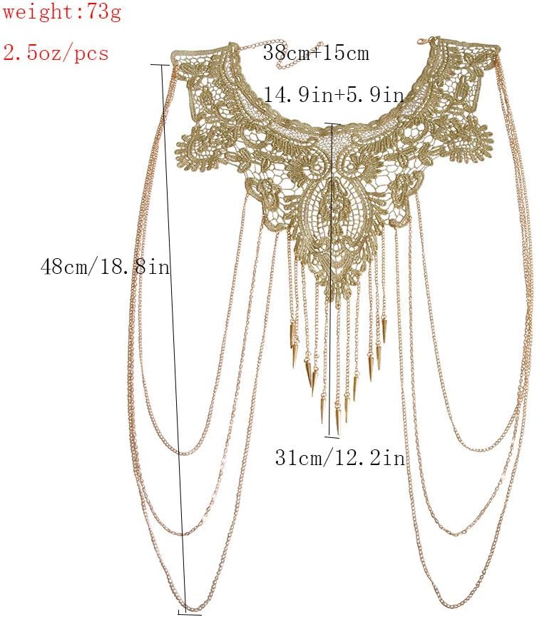Gold Fine Chain Flower Lace Bikini Body Chain Necklace Jewelry for Women - Image 5