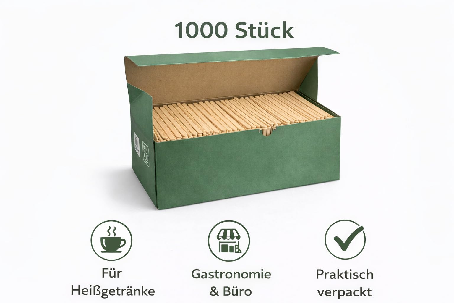 Rührstäbchen Holz 20000 Stück – 14 cm Holzrührer aus Birkenholz – Rührstäbchen für Kaffee, Tee & Heißgetränke – Einweg Kaffeerührer für Gastronomie, Büro, Café & To-Go