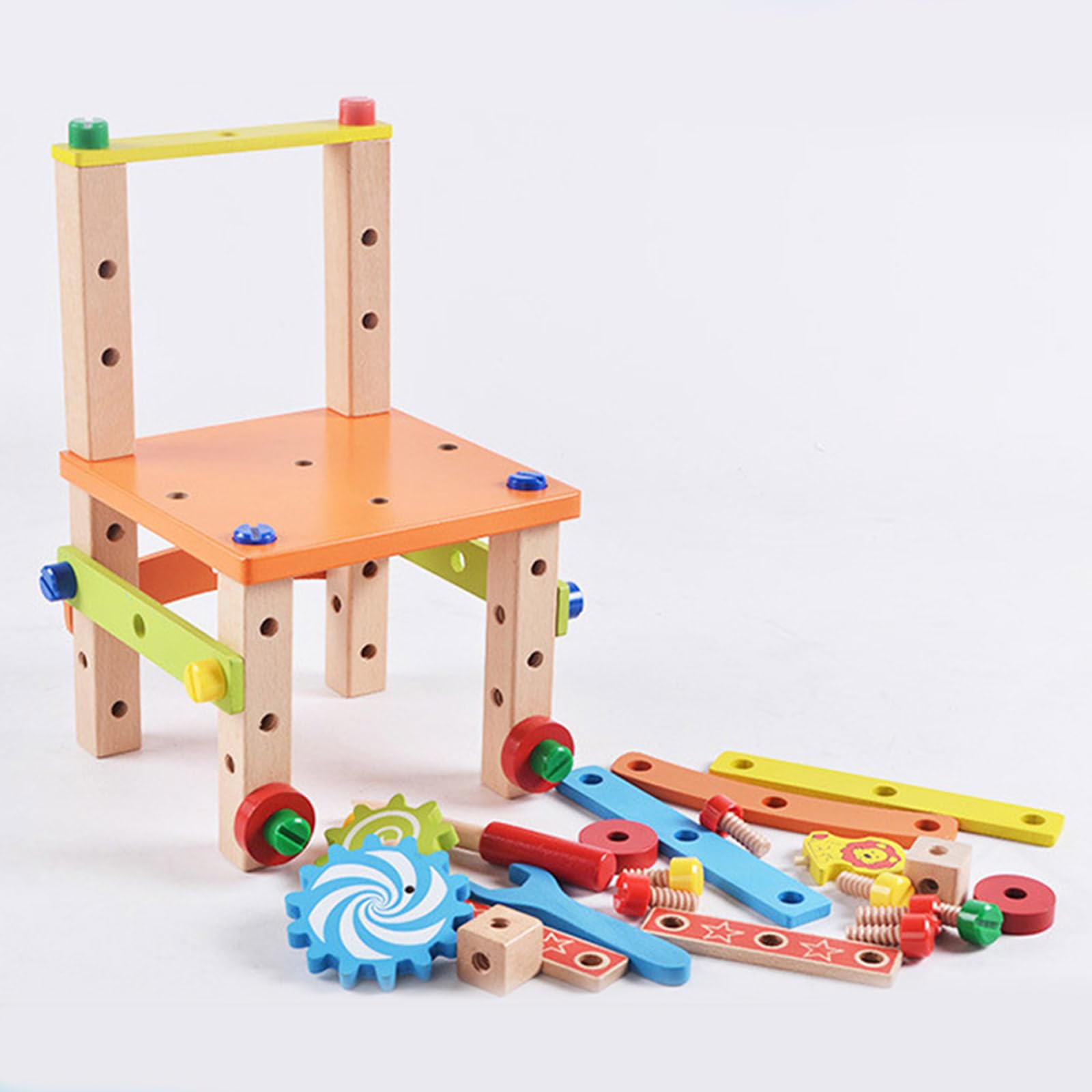 Puzzle 3D, sedia in legno, modellismo, sviluppo delle abilità motorie fini, giocattolo educativo per bambini piccoli, gambo con trapano