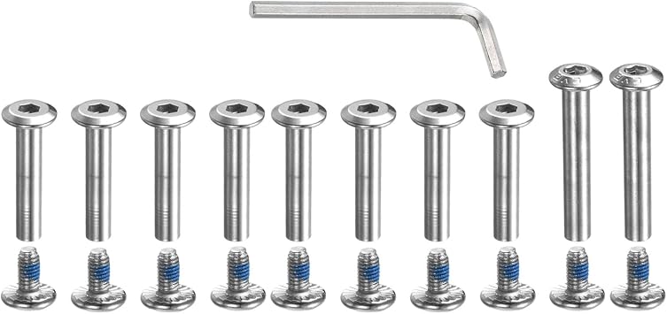 M METERXITY Roller Wheel Screw Repair Kit - Inline Skate Axle Screw Replacement Parts Hardware Tools Kit with Wrench for Roller Skates Daily Repair Silver