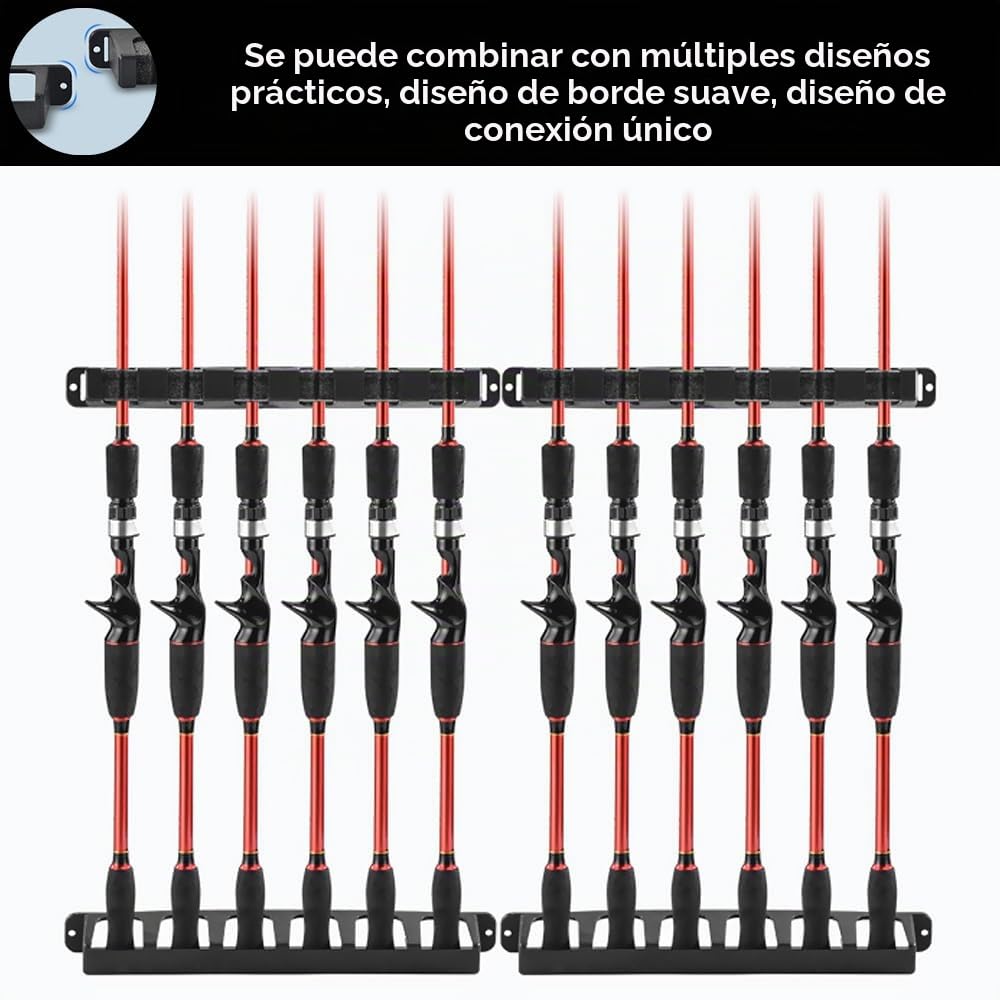 Soporte Cañas De Pescar Pared 12 Cañas, 2 Pares Soporte Vertical