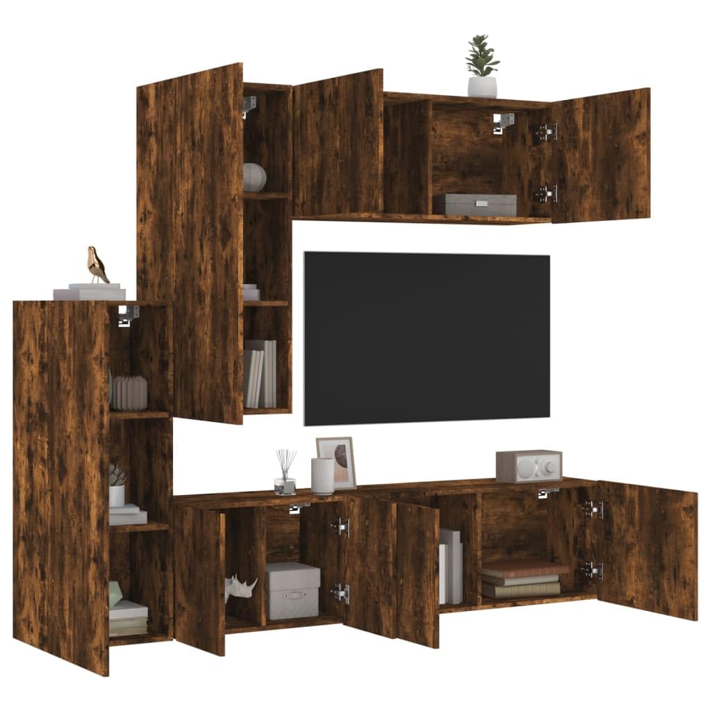 Fengshui 5-częściowy zestaw meblościanek dąb wędzony materiał drewnopochodny