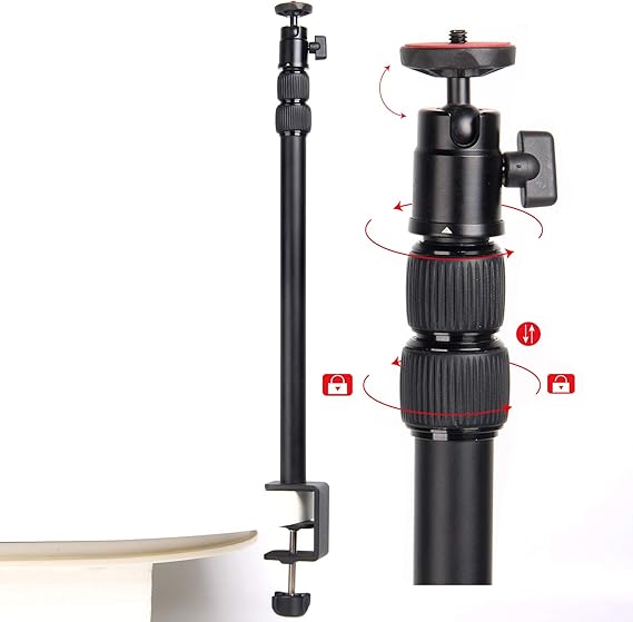 Desk Camera mount Regetek Desk Mounting Stand with 360°Rotatable ball head, 1843 Inch Tabletop