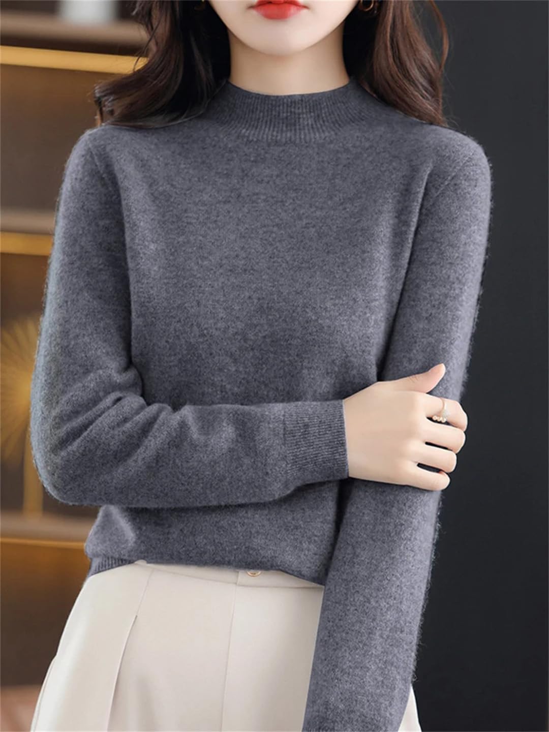 Modny damski sweter z dzianiny golf z długim rękawem sweter jesień sweter top