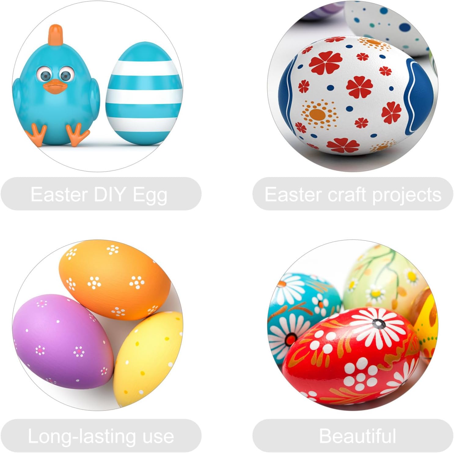 iplusmile 4Pcs Foam Eggs, 8 Inch White Craft Polystyrene Eggs - Smooth Surface for DIY Painting, School Projects & Handmade Making, Ideal for Spring Easter Holiday Crafts