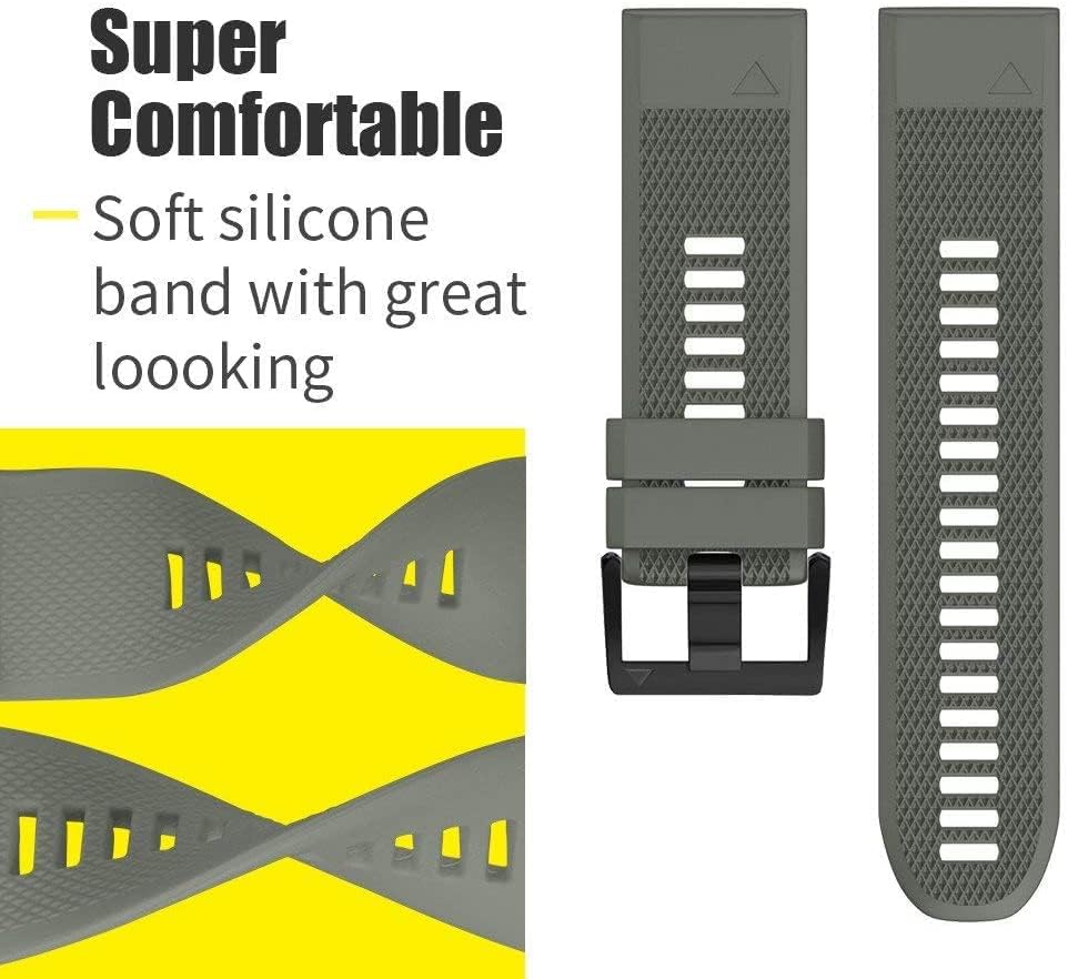 Fleshy Leaf 26mm Band Silicone Strap for Fenix 7X/Fenix 7X Solar/Fenix 7X Sapphire Solar/Fenix 6X,Fenix 5X Plus/Fenix 5X/Fenix 6X/Fenix 6X Pro/Fenix 6X Sapphire/Fenix 3/Fenix 3 HR (Amy green) - Image 5