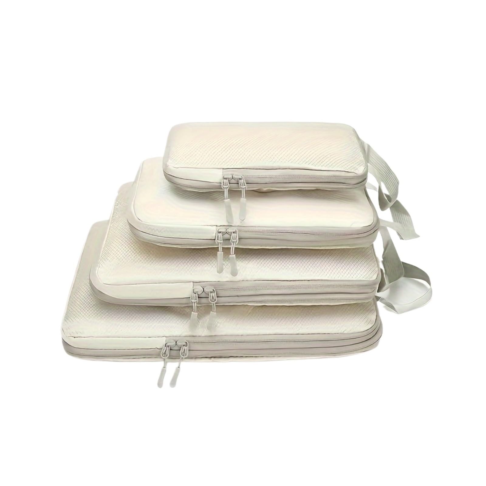 Set di 4 organizer da viaggio, cubi for l'imballaggio, borse for vestiti e accessori con manici, organizer for bagagli con cerniera(Beige)