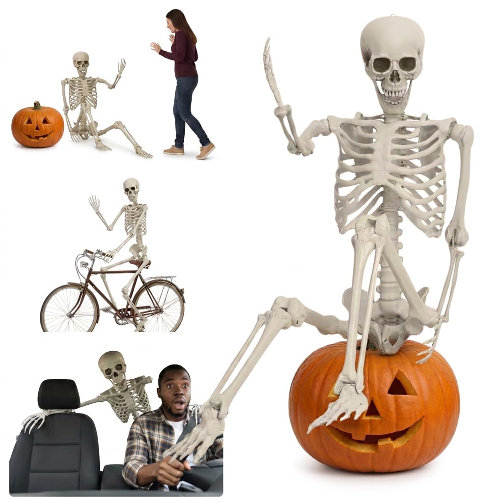 woshapce Halloween Skeleton, Life Size Imitation Skeleton (White)