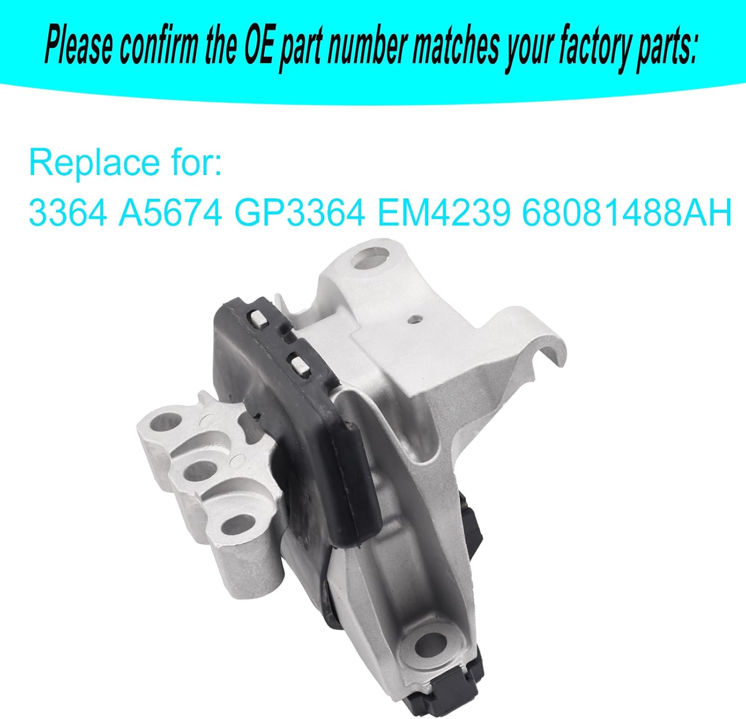 Front Right Motor Mount with Hydraulic Compatible with 2013-2016 Dodge Dart 2.0L 2.4L Replacement for 3364 A5674 68081488AH