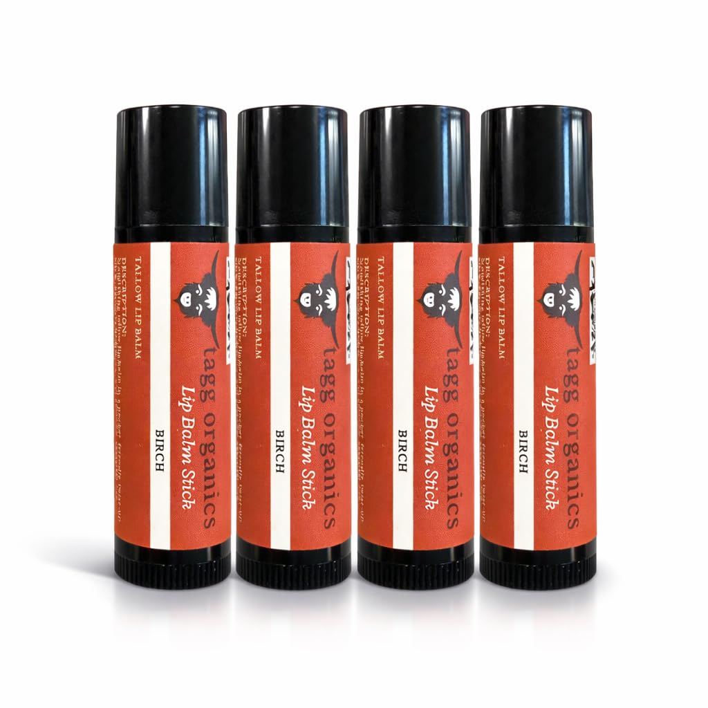 Tallow & Beeswax Lip Balm, Birch, 4-Pack, 0.15 oz