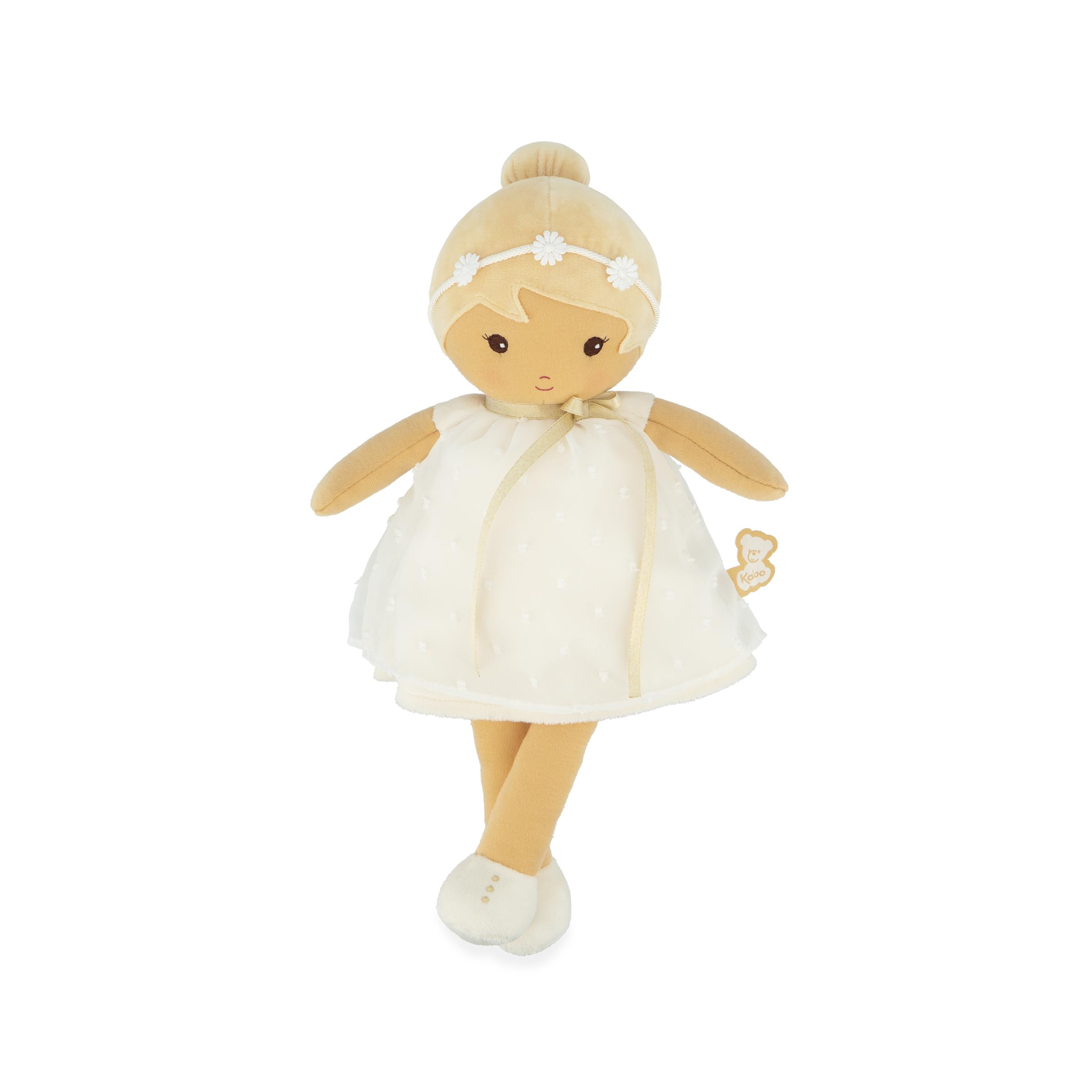 KALOO - Tendresse - Ma 1ère Poupée en Tissu Daphné - Poupée de Chiffon 32 cm - Robe en Organza à Pois - Jolie Boite Cadeau - Ruban Personnalisable - Dès la Naissance, K200022