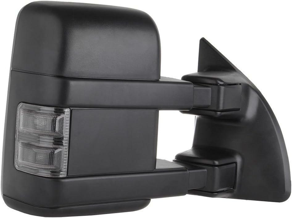 Tow Mirrors Manual Adjusted No Heated Towing Mirrors Compatible for 1999-2015 for Ford for F250 for F350 for F450 for F550 Super Duty Black Side Mirror with Turn Signal Light（1 Pair）