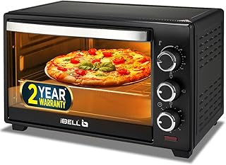 IBELL Oven Toaster Grill OTG, 19 Litre, 1500W, Adjustable Temperature & Timer, Auto Cut-off, 2 Year Warranty, EO19LG (Black)