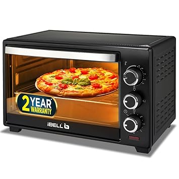 IBELL Oven Toaster Grill OTG, 19 Litre, 1500W, Adjustable Temperature & Timer, Auto Cut-off, 2 Year Warranty, EO19LG (Black)