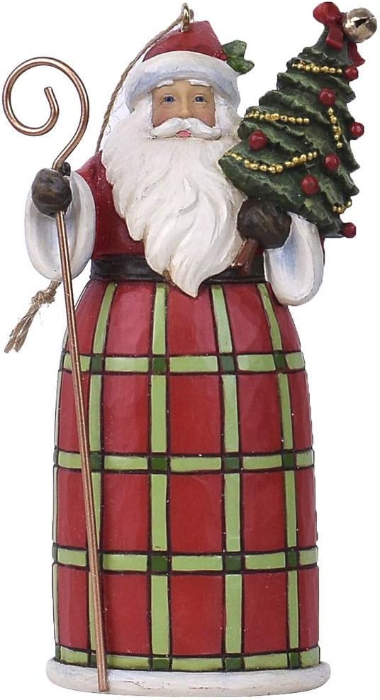 Enesco Jim Shore Country Living Santa with Christmas Tree Hanging Ornament, 4.65 Inch, Multicolor