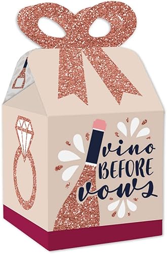 Big Dot of Happiness Vino Before Vows - Cajas de regalo cuadradas para regalo de bodega o despedida de soltera, juego de 12 unidades