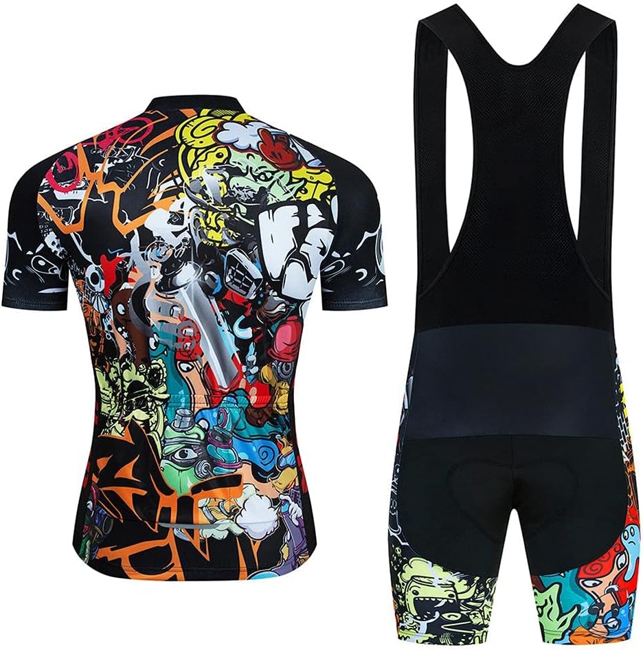 MOXILYN Men Cycling Jersey Biking Clothing Set Short Sleeve Quick-Dry Shirts Cycling Bibs with Gel Padded Bike Shorts
