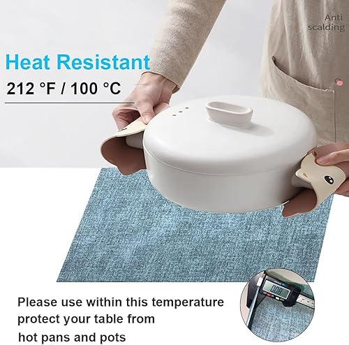 Miniatura 2 de Weabetfu Juego de 6 manteles individuales de piel sintética resistentes al calor, impermeables, lavables, antideslizantes, para interiores y