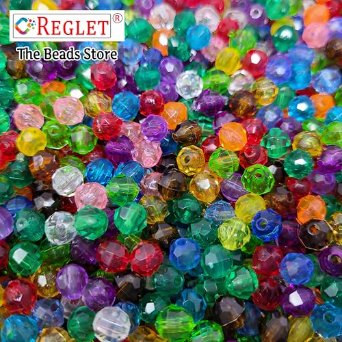 Image of 1200 Pcs Rainbow Crystal Beads for Jewellery Making Kit - Beads for Bracelet Making Kit - Beads for Craft - Acrylic - Multicolour - 240g, 8mm