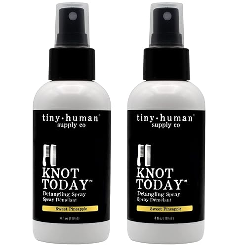 Knot Today - Spray desenredante de 4 onzas (paquete de 2), piña dulce, acondicionador de cabello para bebés y niños, 89% contenido orgánico,