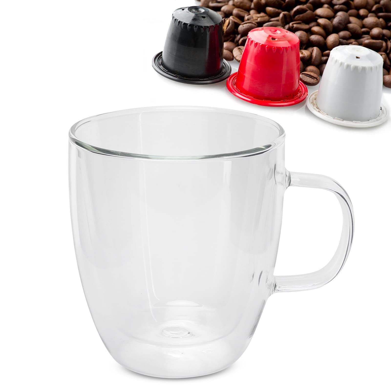 Tazza In Vetro Borosilicato Trasparente Con Manico – 8×11 Cm, Per Caffè, Tè, Cocktail, Regalo Per Ogni Occasione