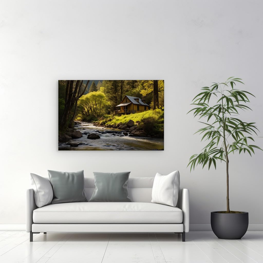 Canvas for Living room. Escape to Serenity: Immerse Yourself in a Tranquil Forest Retreat, 27 x 18 inch Canvas Wall Art - Ready to Hang - 69x46 cm (27x18 inch)