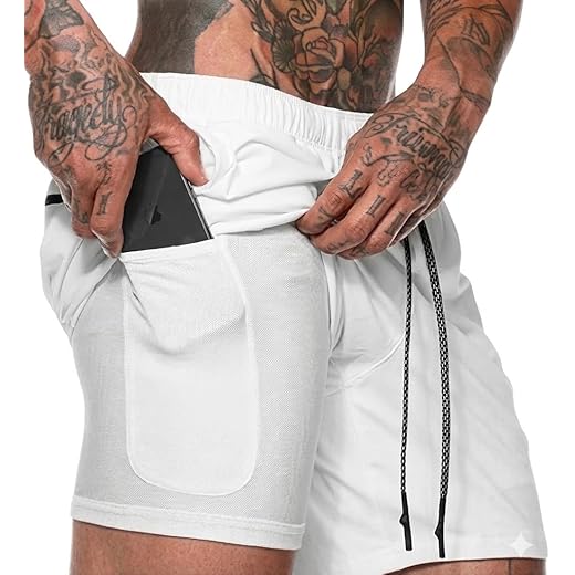 Bermuda Masculina 2 em 1 para Corrida e Academia com Compressão Interna, Bolso para Celular, Tecido Respirável e Secagem Rápida, Ideal para Treino e Esportes