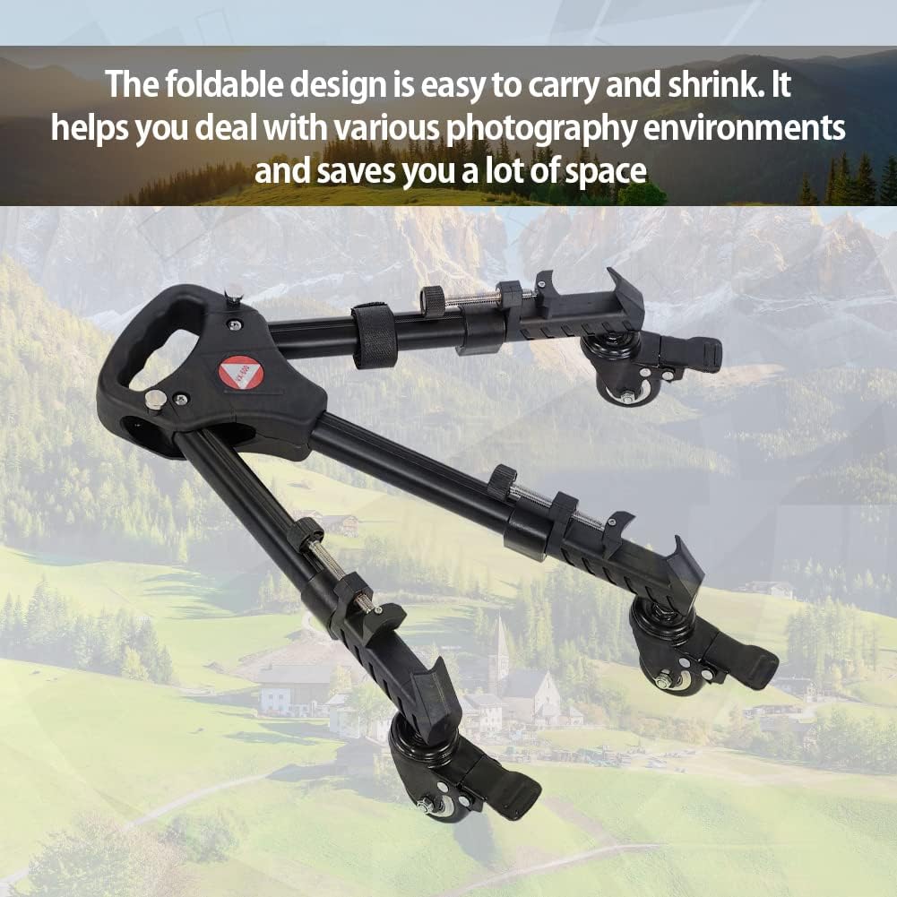 VX-600 Foldable Tripod Dolly with 3 Locking Track Wheels Pulley,Adjustable Leg Mount and Storage Bag,Compatible with Most Tripods, Light Stand for Cameras Camcorder Photography