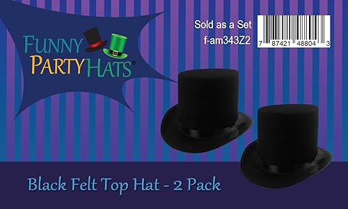 Miniatura 10 de Sombrero de copa de fieltro negro sombreros de fiesta divertidos