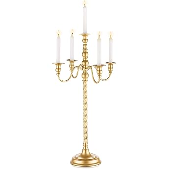 Gold 5 Arm Metal Candelabra Large Candle Holder 71 cm