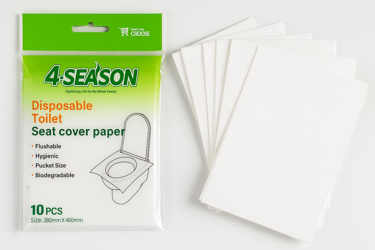 KITESY Disposable Flushable Toilet Seat Covers,10pcs Biodegradable Seat Covers & Hygienic Paper Covers | Pocket Size for Travel, Public Toilets, Airplanes, Camping for Children and Adults-image-16