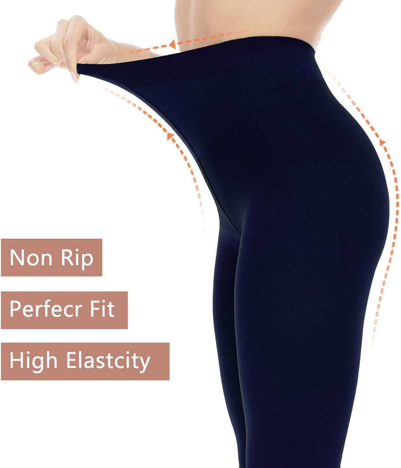 Citystl Opaque Black Tights for Women, 80D Tummy Compression Plus Size Tights, Control Top Microfiber Pantyhose for women - Image 4