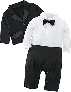 mintgreen Baby,Clothing,Baby Boys 0-24m,Outfits & Clothing Sets mintgreen Baby Boy Gentleman Romper, 2pcs Suit Set Wedding Outfit with Coat, 6-24 Months