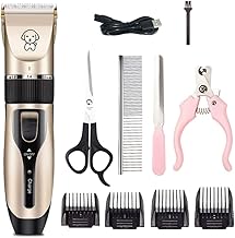 Daerzy Pet Grooming Cortador de cabelo Cortador de cabelo Low Noise Dog Cat Coelho Aparador de pêlos Cortador de cabelo bebê Clipper USB Recarregável Barbeadores Elétricos Pet Professional Grooming Machine