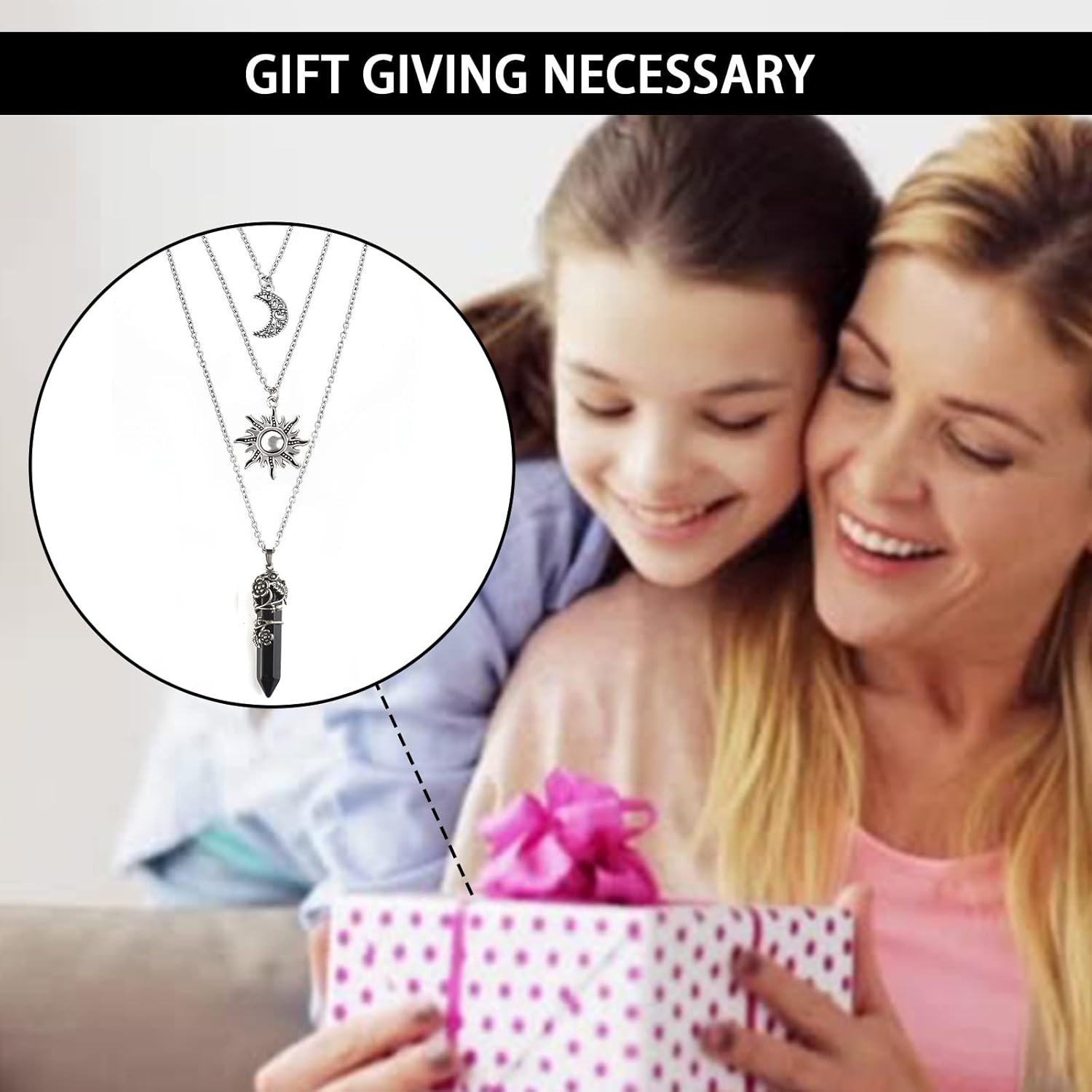 MJartoria Gothic Necklaces Chakra Sun and Moon Charm Pendant Layered Choker Necklace Set Gothic Jewelry for Women - Image 7