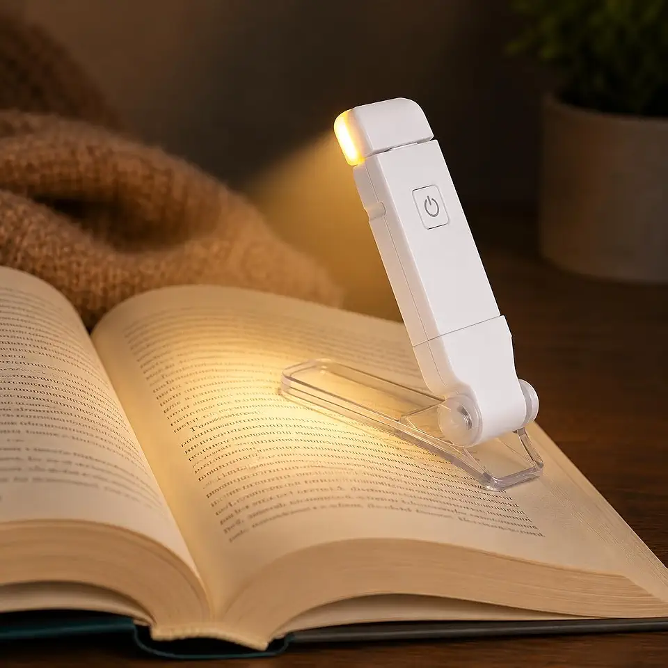 Luz de Leitura para Livro Recarregável USB – Luminária LED com 3 Tons de Luz e Brilho Ajustável para Leitura Noturna e Estudos