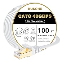Vista 19 de BUSOHE Cable Ethernet Cat 8 de 35 pies, cable plano Cat8 de alta velocidad de 40 Gbps, 2000 MHz, cable de conexión de área local con conector RJ45