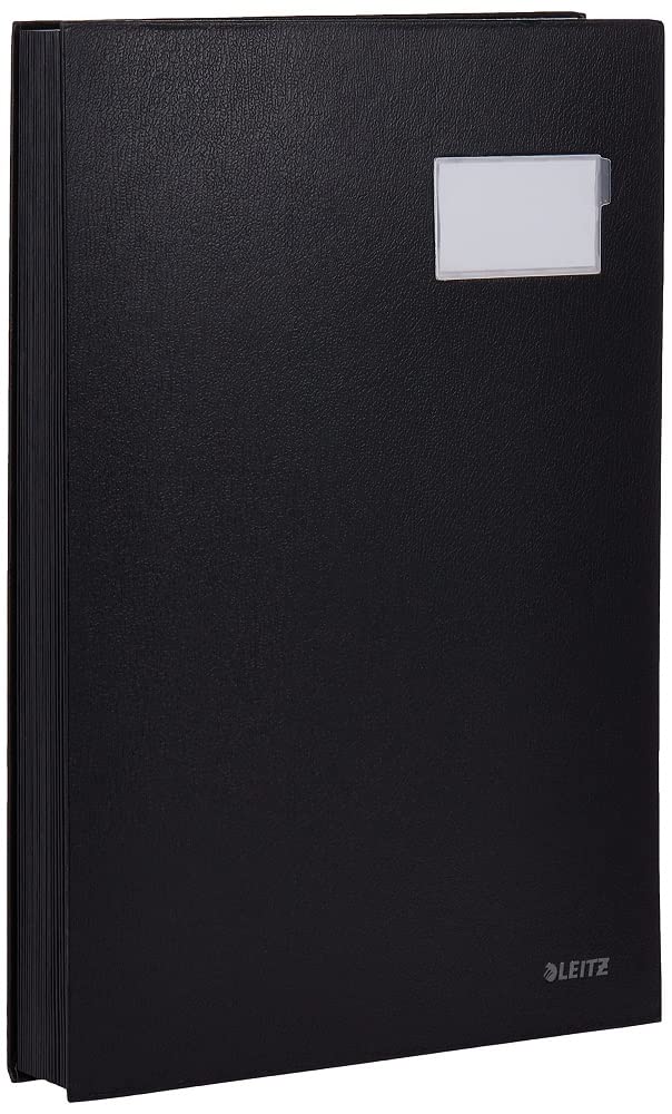 Leitz Pultordner, A4, 31 Fächer, 31 Plastik-Zahlen-Taben, 6 Sichtlöcher, Schwarze Hartpappe, Schwarz, 58310095 & 57000195 Unterschriftsmappe (Polypropylen, A4, 20 Fächer) schwarz