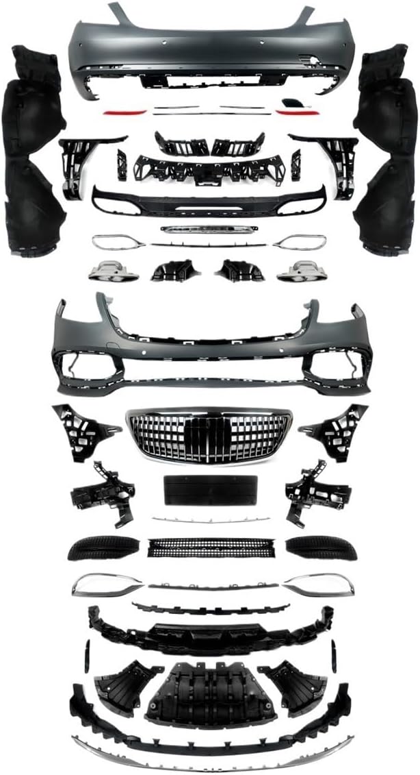 Front Rear Lip Bumper Cover Compatible with Mercedes S-class W222 2018 2019 2020 2021 Facelift Body Kit Upgrade GRILL REAL FRONT BUMPER