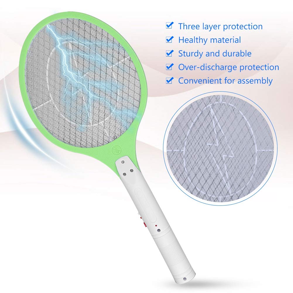 Tueur de Raquette d'insecte d'insectes d'insecte de tapette Rechargeable de tapette de Moustique électrique de Moustique pour la Maison/Bureau(Green)