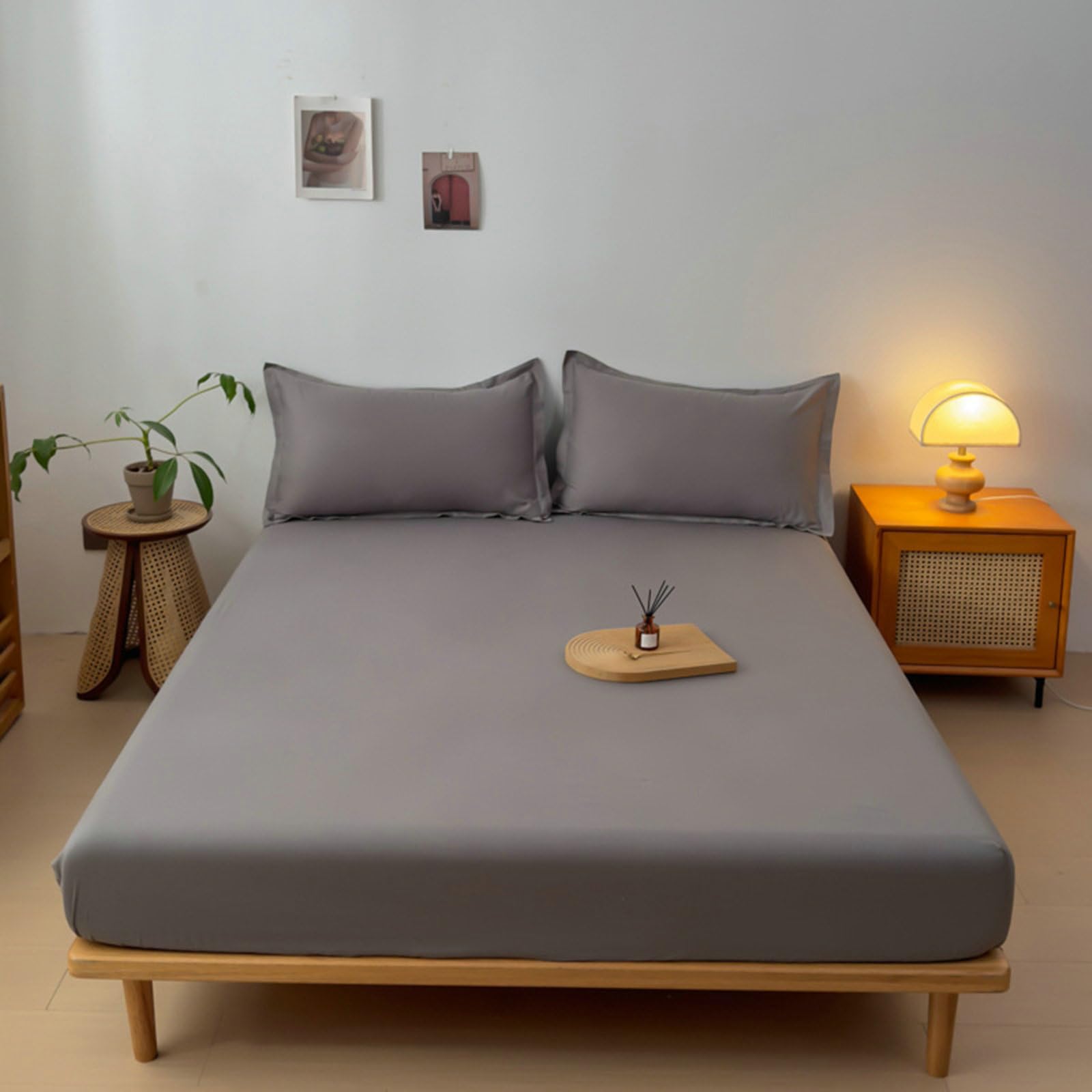 Lirzxin 3-Piece Twin XL Sheet Set - Fitted Sheet & 2 Pillowcases, Dark Grey, 47x79 Inches