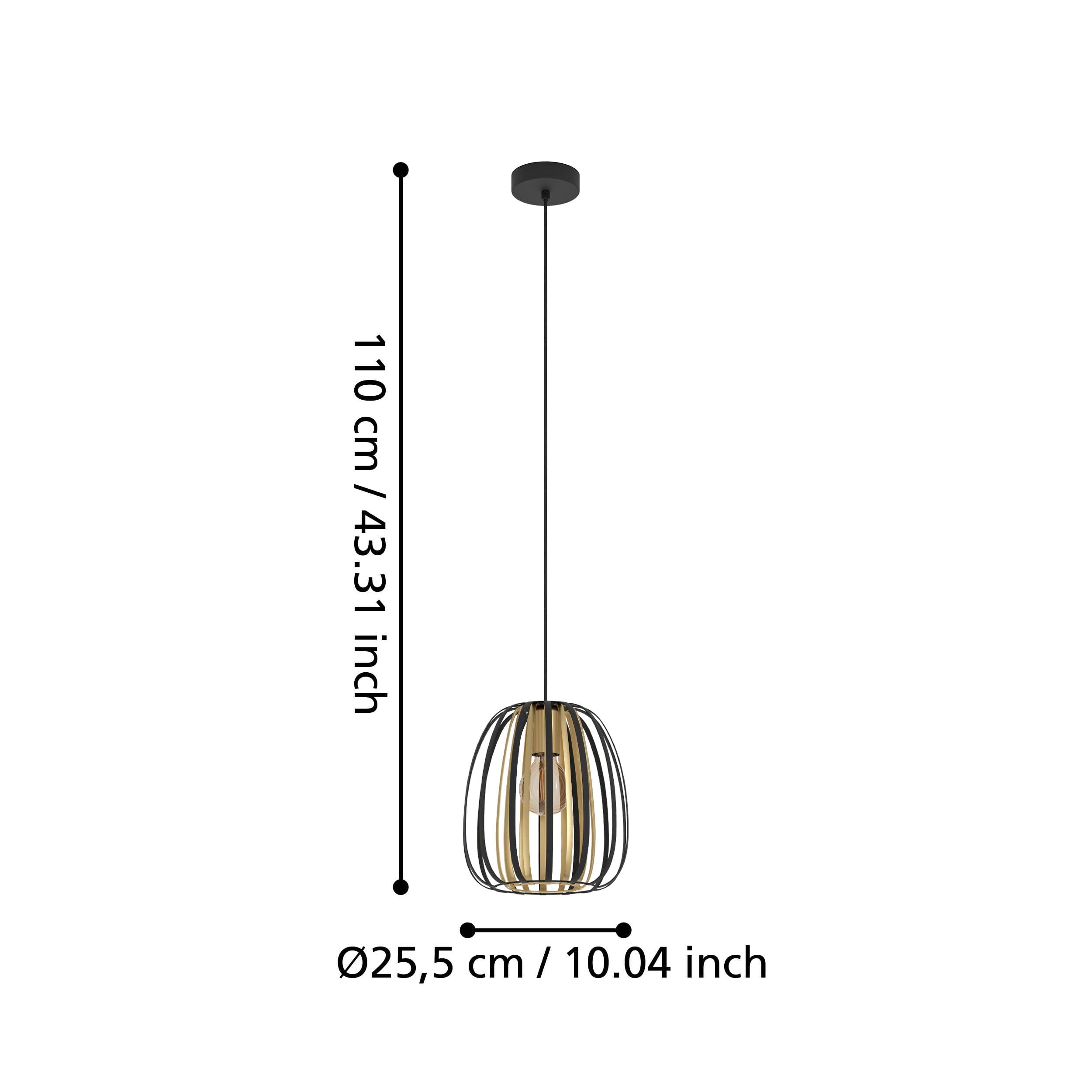 Eglo Suspension luminaire Encinitos, lustre chambre en métal noir et laiton