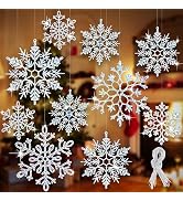 8pcs Large Snowflakes Ornaments, Plastic Glitter Snowflakes Hanging, Snowflakes Decorations for C...