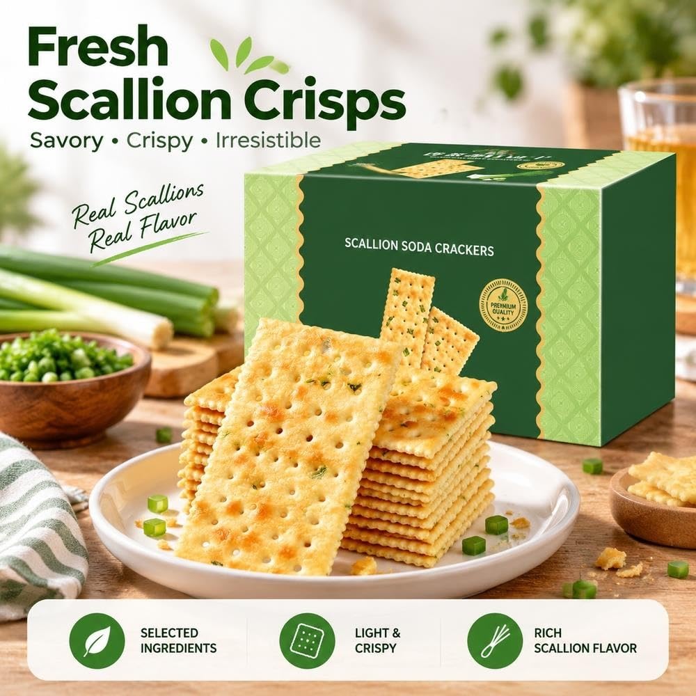 Galletas de Soda de Cebolleta, Snack Crujiente No Frito 500g