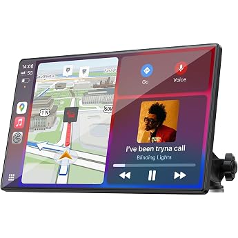 LAMTTO Wireless Carplay Display for A-ppIe CarPlay and Android Car 9 Inch Touchscreen Display Screen Portable Car Radios Car Play Display with Navigation Bluetooth Mirror Link Siri & G00gle FM AUX