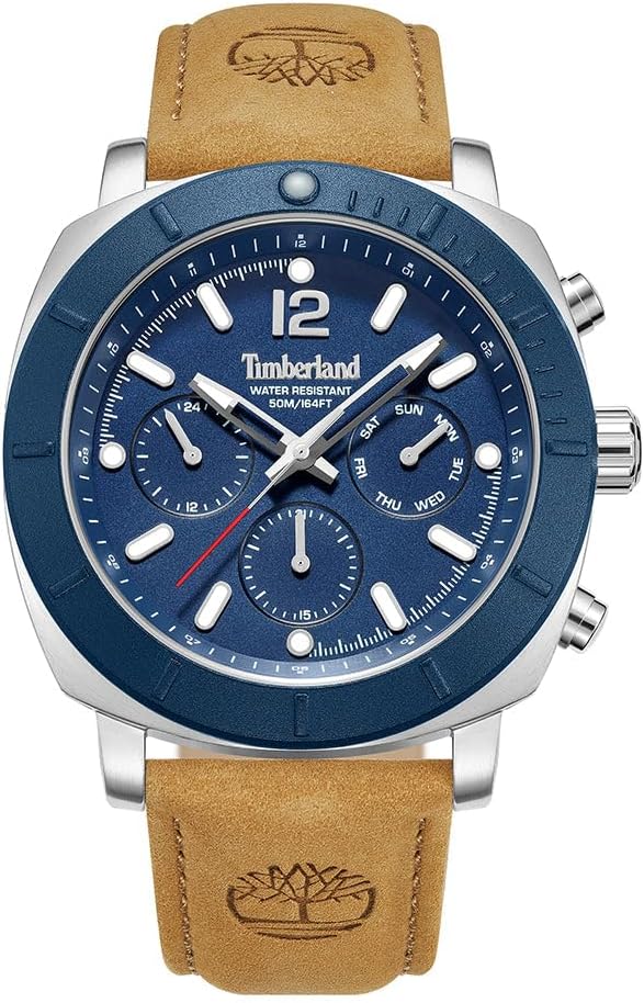 Timberland Men's Watch - Rugged Dial, Multifunction Movement, Leather Strap Semi-Black - Tan Leather Strap - Image 1 of 5