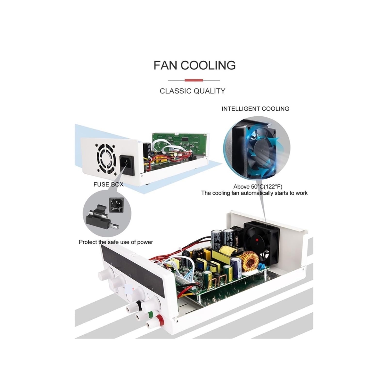 Fuente de alimentación de CC, Fuente De Alimentación CC Ajustable, Laboratorio 30V 10A, Estabilizador Y Regulador Voltaje 300W, Banco Conmutación 60V 5A(SPS-H3010-Black)