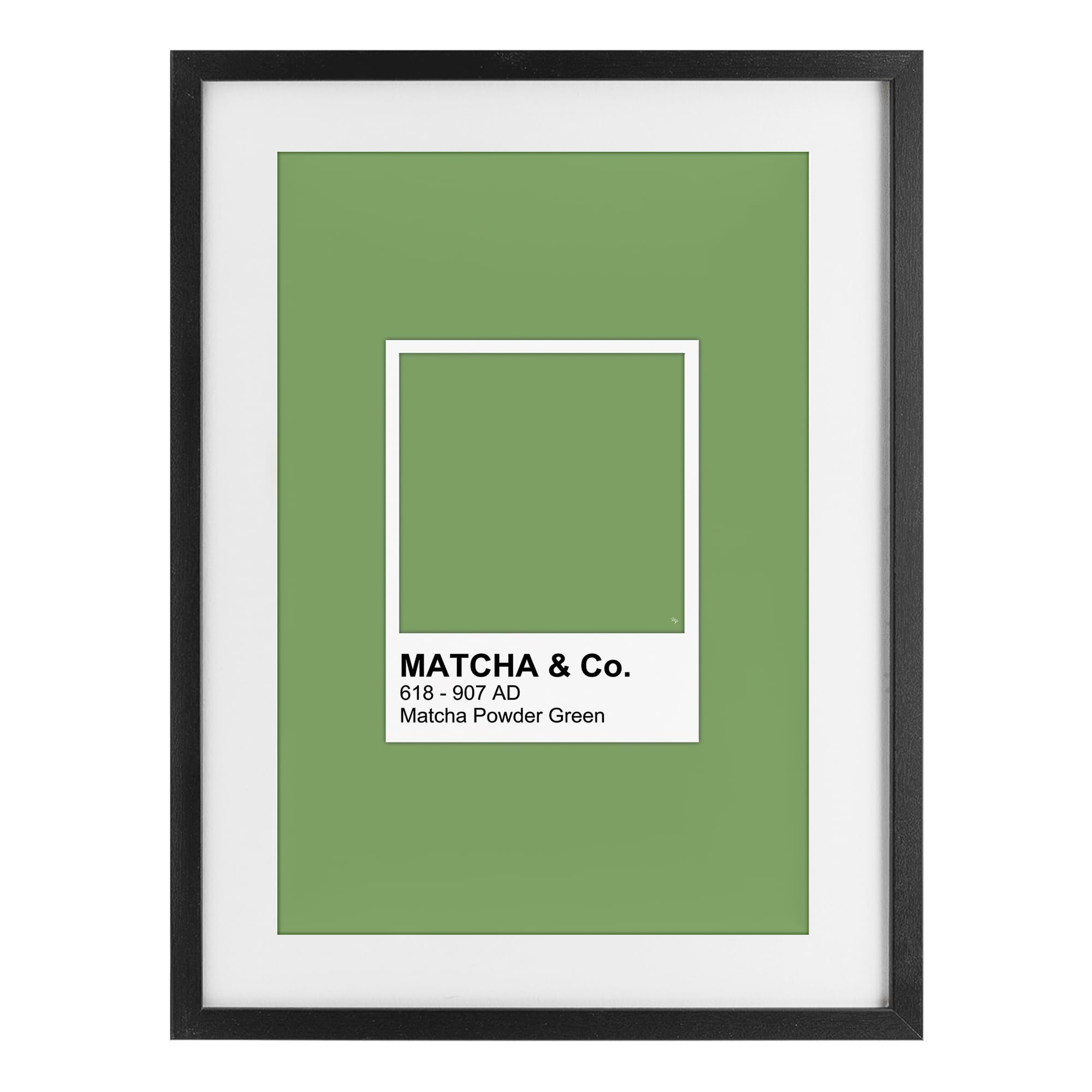 Stupell Industries Midnight Black (Textured) 'Matcha Powder Green Shade'| Framed Print Under Glass