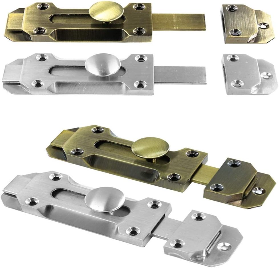 JSEIAJB Solid Zinc Alloy Security Dead Bolt Antique Door Slide Latch Lock Heavy Duty Gate Safety Sliding Latches(D)