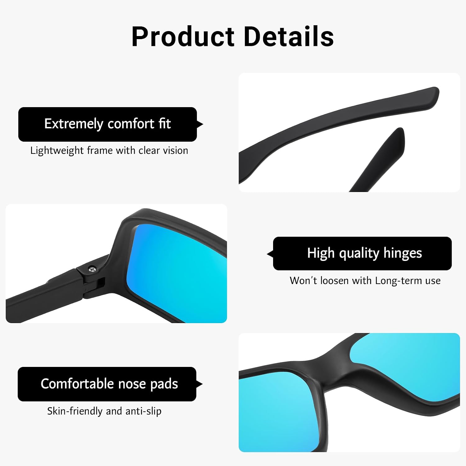 Polarized Sports Sunglasses TR90 Frame for Men Driving | Lightweight Outdoor Eyewear for Cycling, Fishing, Running and Night Driving, UV400 Protection Glasses with Flexible Frame